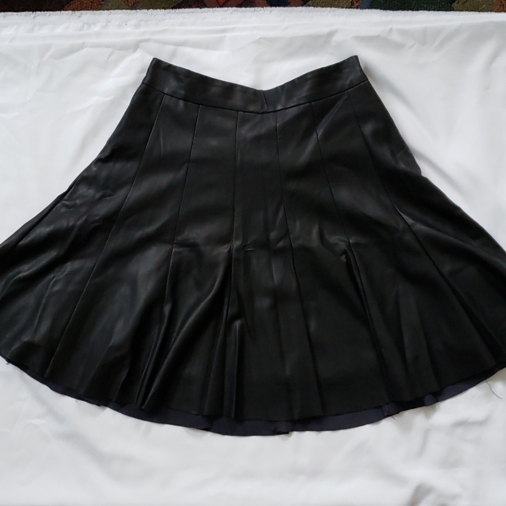 Larne Black Leather Skirt